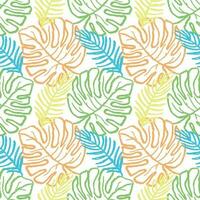 Colorful tropical palm leaf seamless vector illustration pattern isolated on white background. Design for use textile all over fabric print wrapping paper backdrop and others