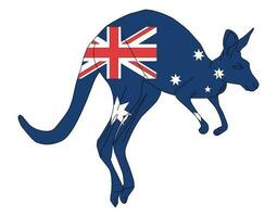 imagen de un canguro estampado con el australiano bandera, adecuado para diseño camisetas, pegatinas, carteles y más vector