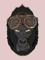 image of a gorilla head wearing goggles, suitable for designing t-shirts, stickers and more vector