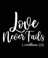 Love never fails 1 corinthian 13 8, Christian and Happy valentine shirt print template, Text vector art typography design, Cuple shirt design
