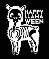 Happy LLAMA ween Funny Halloween shirt print template Llama skeleton vector