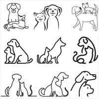 Cats and dogs vector icon illustration.
