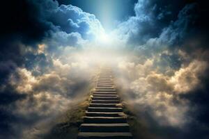 Stairway heaven sky. Generate Ai photo