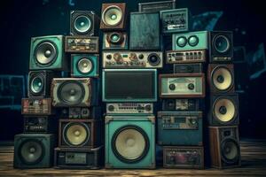 Vintage music speakers. Generate Ai photo