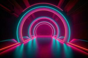 Retrowave neon tube. Generate Ai photo