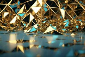 Abstract golden triangles. Generate Ai photo
