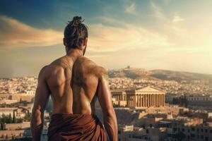 persona antiguo griego ciudad. generar ai foto
