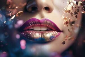 Glittery lips. Generate Ai photo