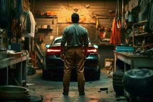 Car mechanic man worker garage. Generate Ai photo
