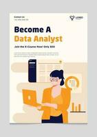 Data Analyst Woman Course Brochure Template vector