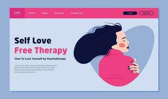 Self Love Therapy Landing Page Design Vector