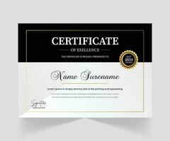 Modern Elegant Certificate Template with Black and Gold Color vector