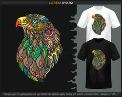 Colorful Eagle head mandala arts isolated on black and white t shirt. vector