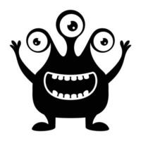 zombie monster and big screaming mouth, argus panoptes flat icon vector