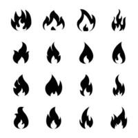 Fire Flame solid icons vector