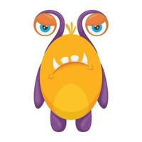 zombie monster and big screaming mouth, argus panoptes flat icon vector