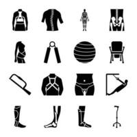 Orthopedic Spine Solid Icons Set vector
