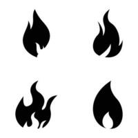 Fire Flame solid icons vector