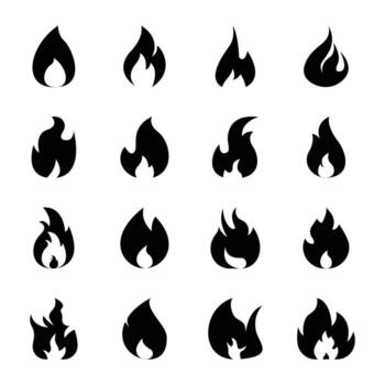 Fire Flame solid icons vector