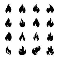 Fire Flame solid icons vector