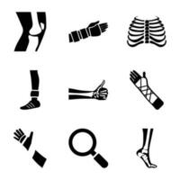 Joints and Spine Solid Icons Set vector