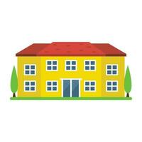 A house structure with grassy yard outside and fence depicting home yard vector