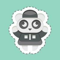 Sticker line cut Panda. related to Chinese New Year symbol. simple design editable vector
