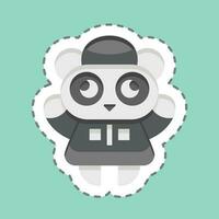 Sticker line cut Panda. related to Chinese New Year symbol. simple design editable vector