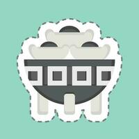 Sticker line cut Bowl. related to Chinese New Year symbol. simple design editable vector