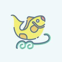 Icon Fishes. related to Chinese New Year symbol. doodle style. simple design editable vector