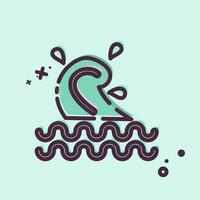 Icon Wave. related to Hawaii symbol. MBE style. simple design editable. vector