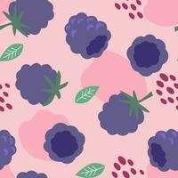 Seamless pattern with raspberries and blueberries. Summer ornament with berries. Vector graphics.