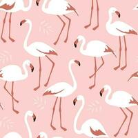 Contemporary natural seamless pattern with flamingo bird. Vector graphics.