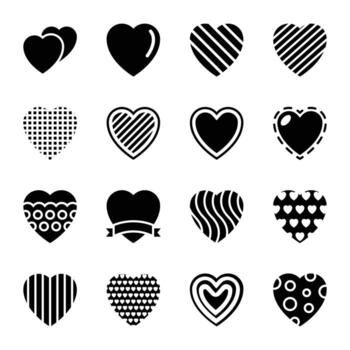 corazones sólido vector íconos paquete