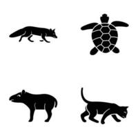 animales sólido íconos conjunto vector