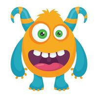 zombie monster and big screaming mouth, argus panoptes flat icon vector