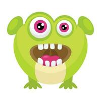 zombie monster and big screaming mouth, argus panoptes flat icon vector