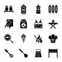 Barbeque Food Glyph Icons Set vector