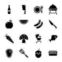 Outdoor Grill Glyph Icons Pack vector