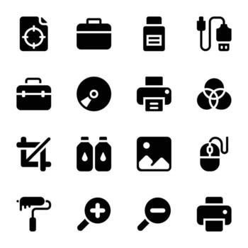 Printing Solid Icons vector