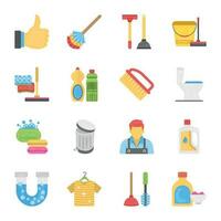 Cleaning and Maid Icons Set vector