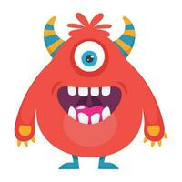 zombie monster and big screaming mouth, argus panoptes flat icon vector