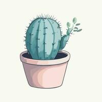 cactus en un maceta. hermosa verde linda cactus ilustración vector aislado obra de arte