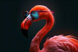 Flamingo pink sunglasses. Generate Ai photo