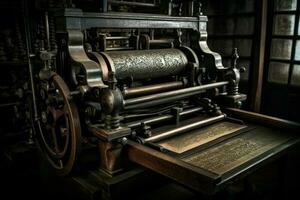 libro prensa máquina. generar ai foto