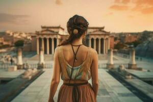 Greek ancient woman city. Generate Ai photo