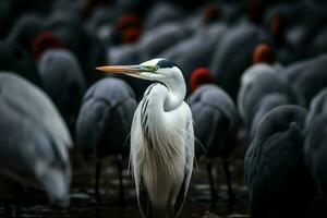 Bird heron closeup. Generate Ai photo