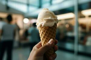Ice cream cone chocolate. Generate Ai photo