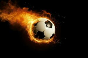 Soccer ball fire. Generate Ai photo