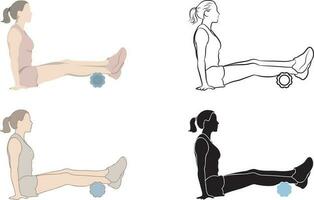 Woman Exercise with Foam Roller Set.